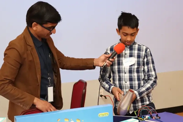 Student interview at showcase