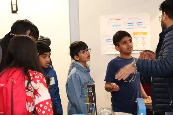 Students discussing projects